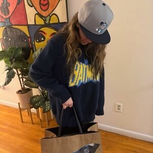 Lanvin Navy and Yellow Batman Sweater